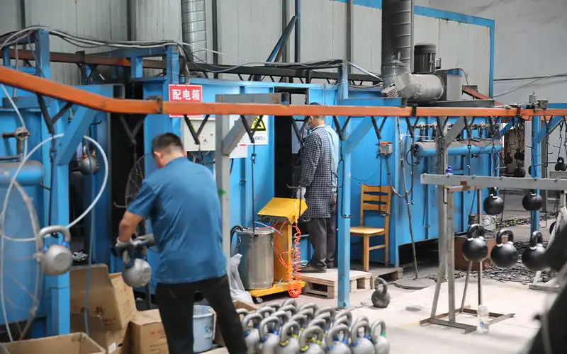 Kettlebell finishing and production line at LanDer factory