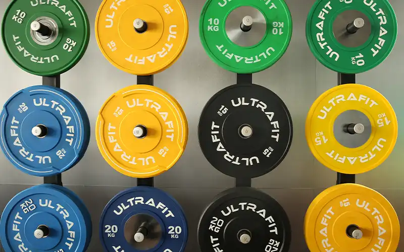 Olympic weight plates assortment for barbell training